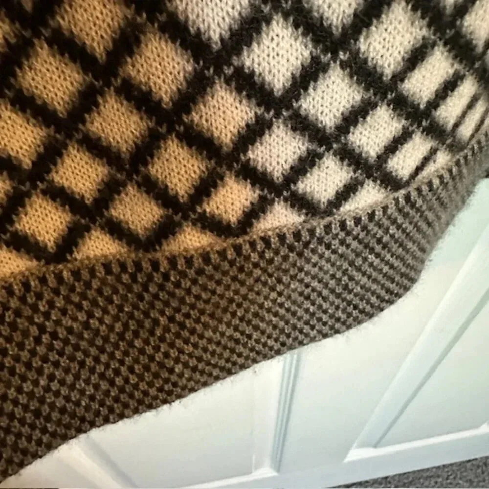 J. Crew Black and White Geometric Crewneck Sweater